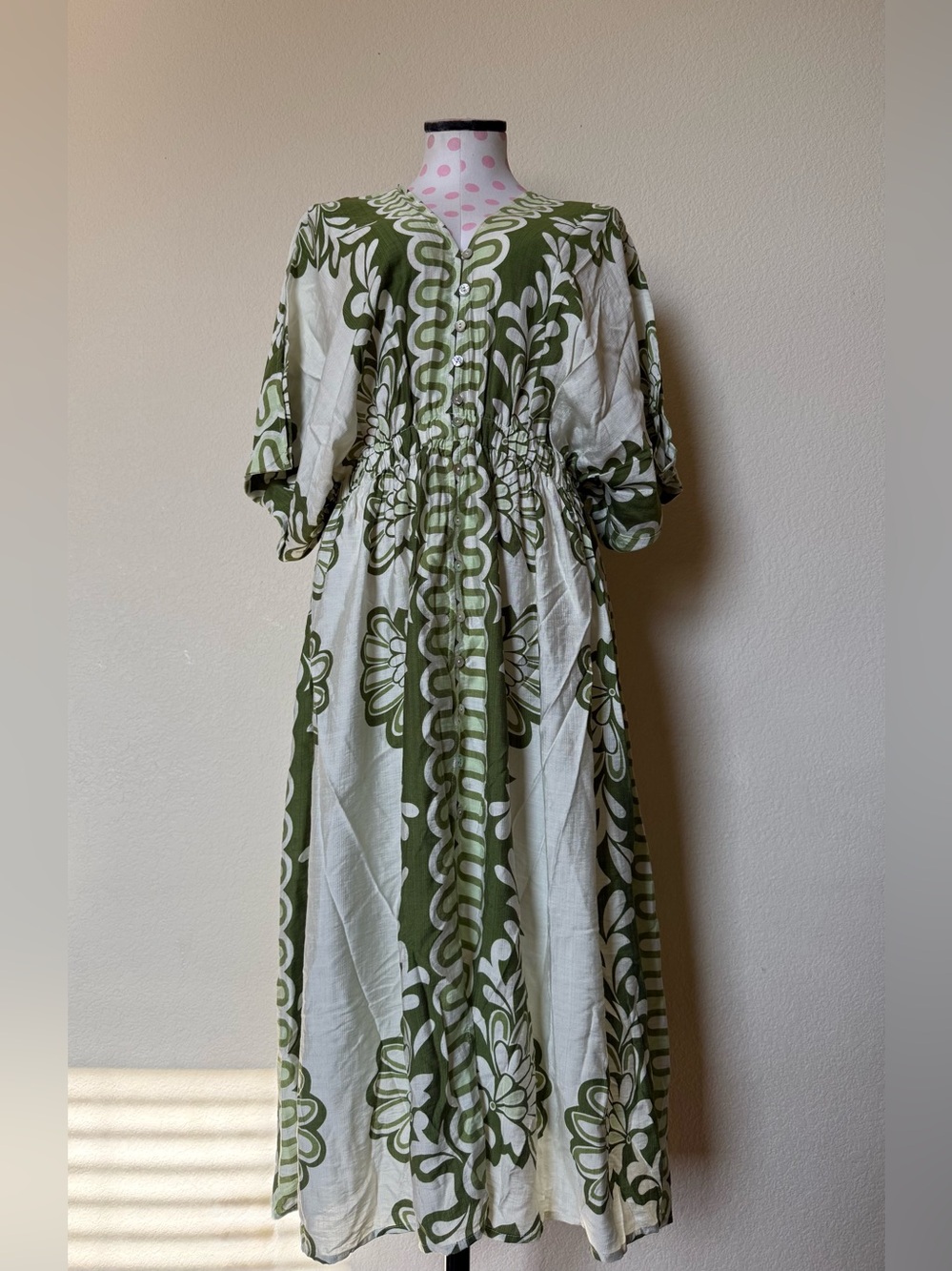 Umgee Boho Split V-Neck Kaftan Midi Dress